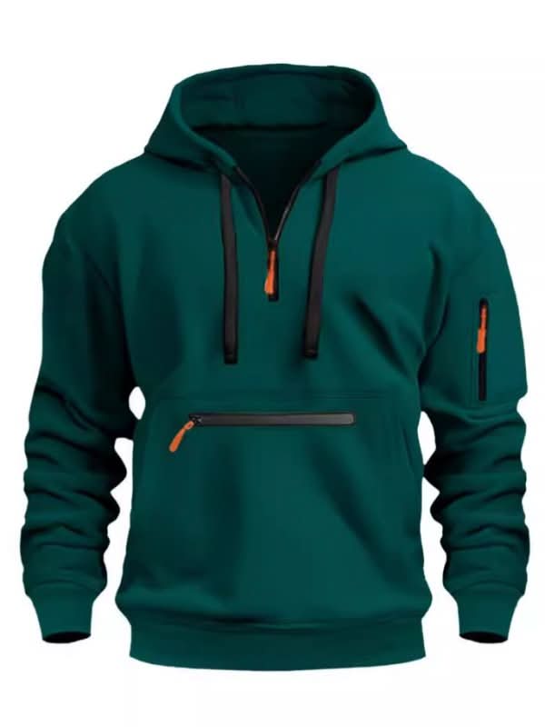 Sweat à capuche homme zippé en polyester et polaire avec poche avant renforcée