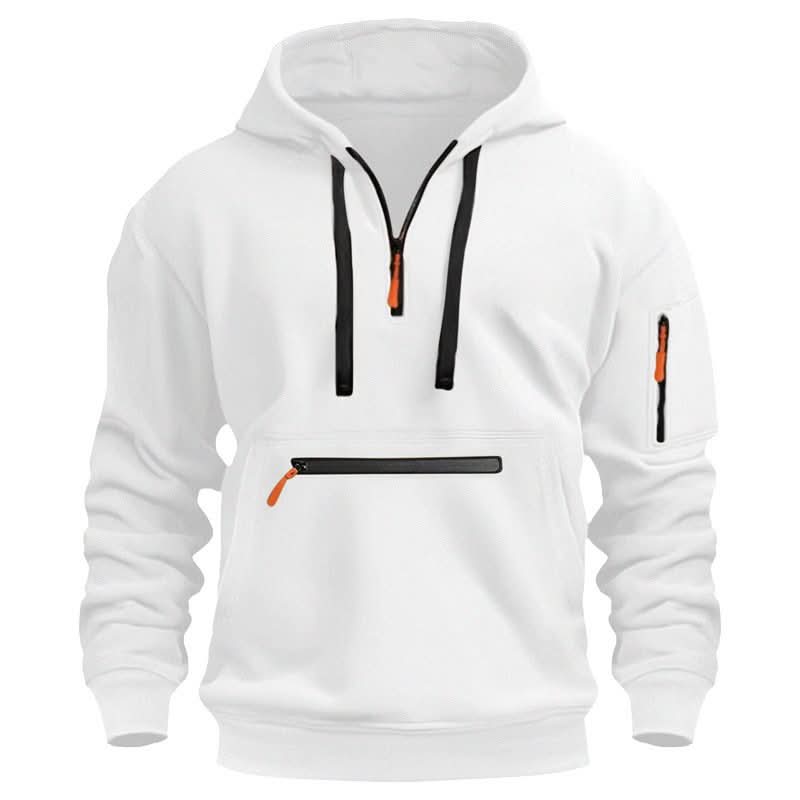 Sweat à capuche homme zippé en polyester et polaire avec poche avant renforcée
