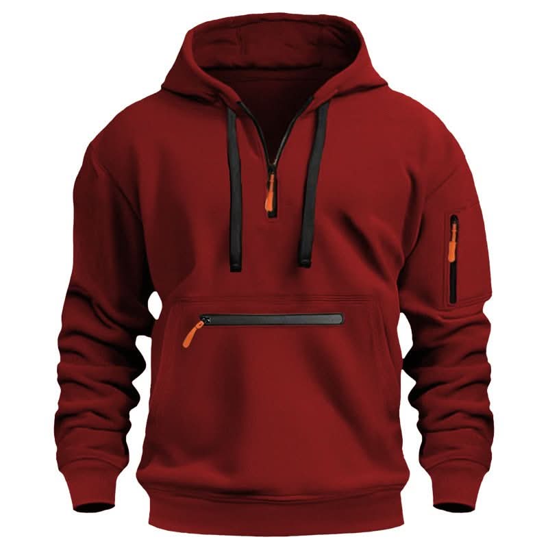 Sweat à capuche homme zippé en polyester et polaire avec poche avant renforcée