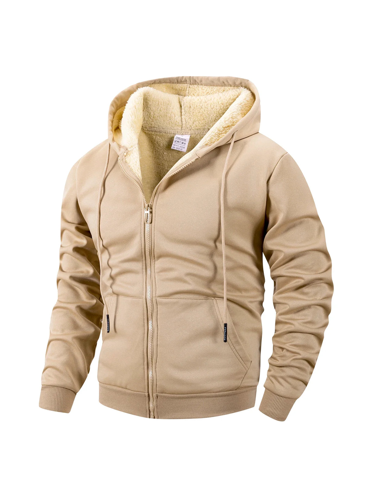 Sweat à capuche zippé homme doublé polaire chiné à poches latérales 1