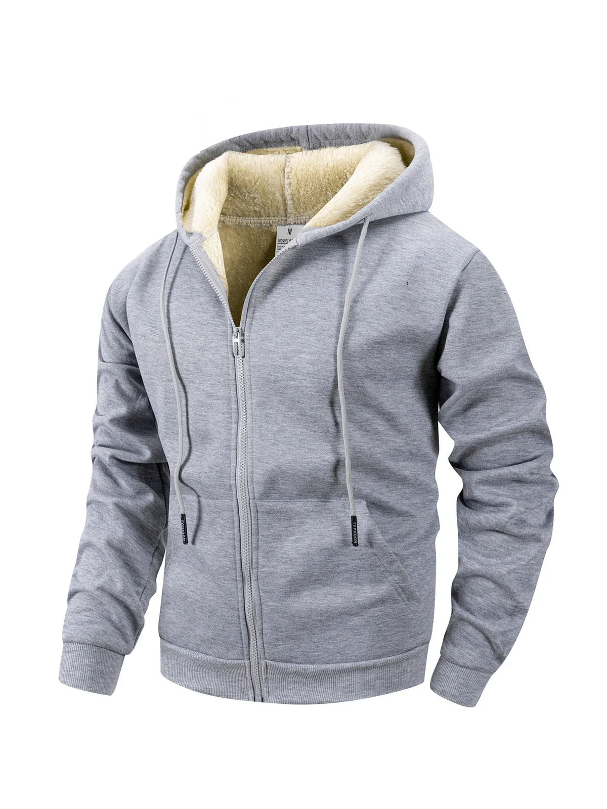 Sweat à capuche zippé homme doublé polaire chiné à poches latérales 2