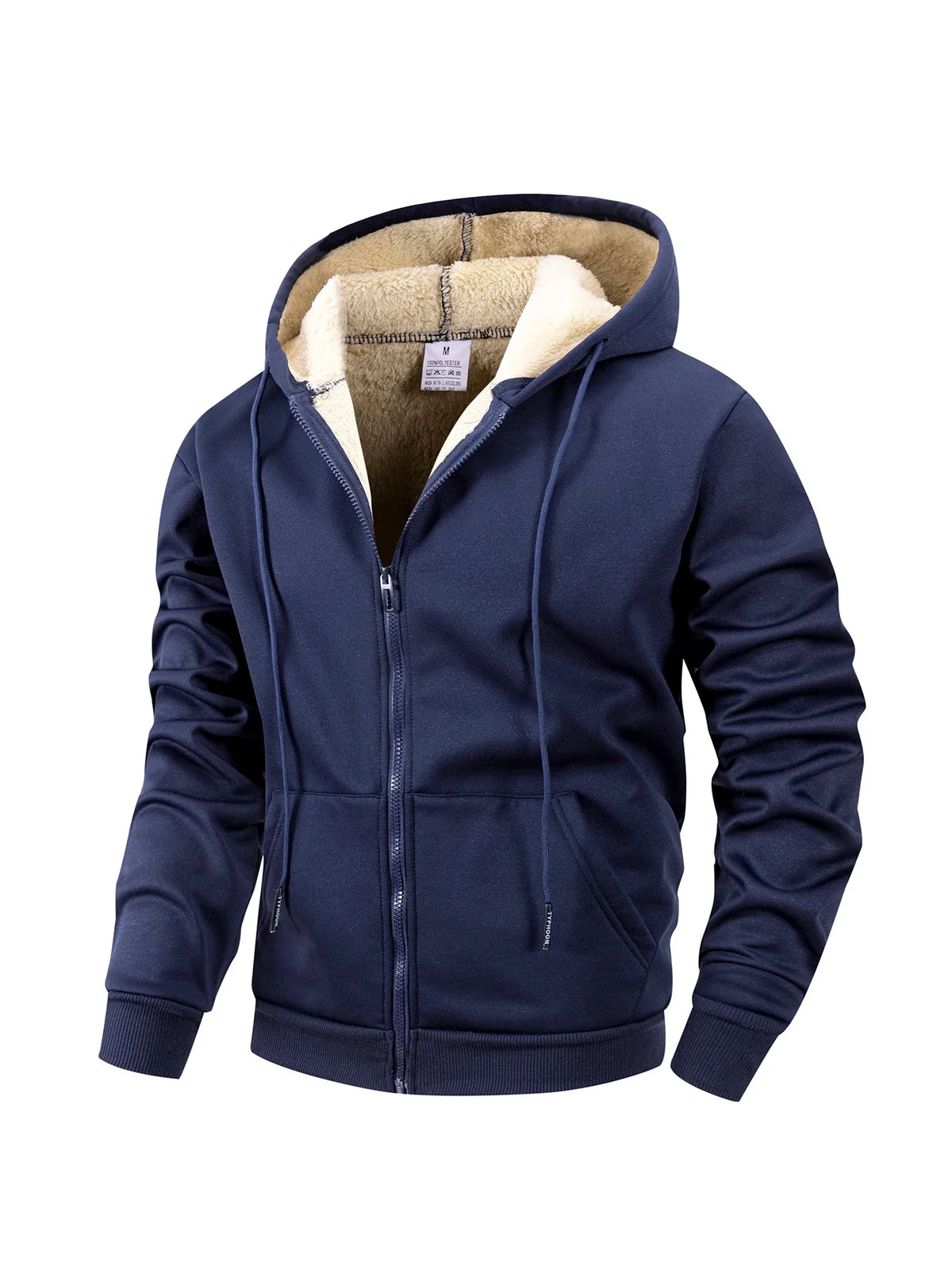 Sweat à capuche zippé homme doublé polaire chiné à poches latérales 4