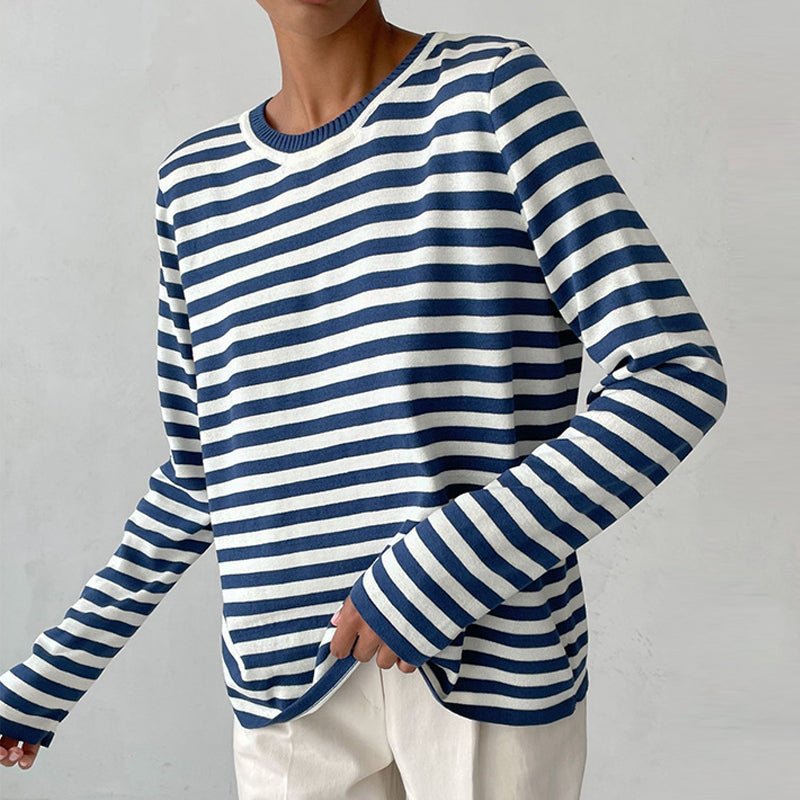 Sweat femme à rayures et coupe décontractée 1