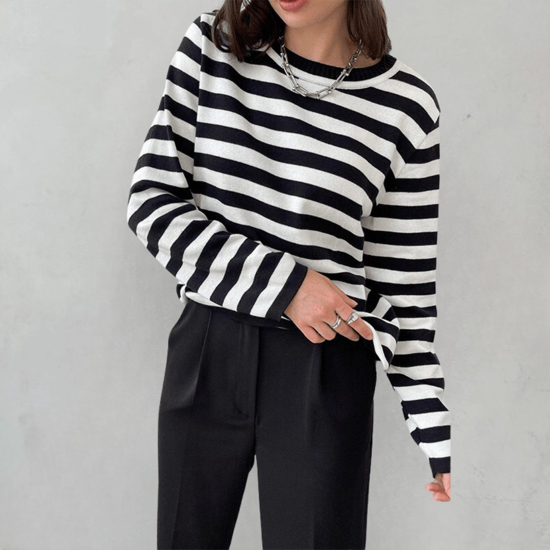 Sweat femme à rayures et coupe décontractée 5