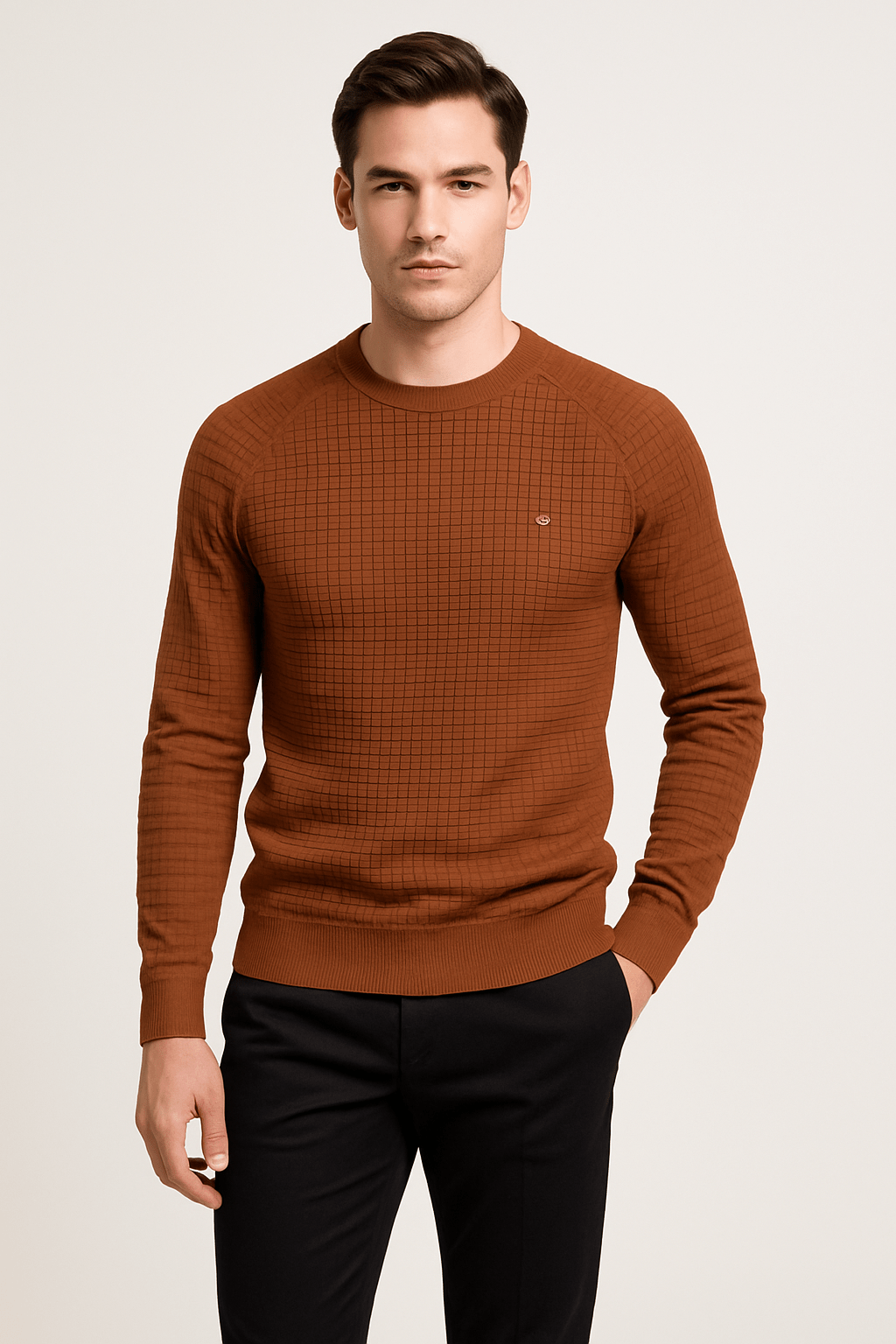 Sweat homme sans capuche en tissu structuré et coupe ample