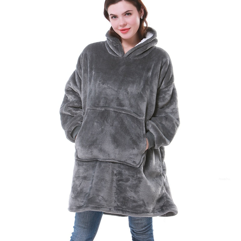 Sweat plaid à capuche oversize femme doublé en sherpa 1