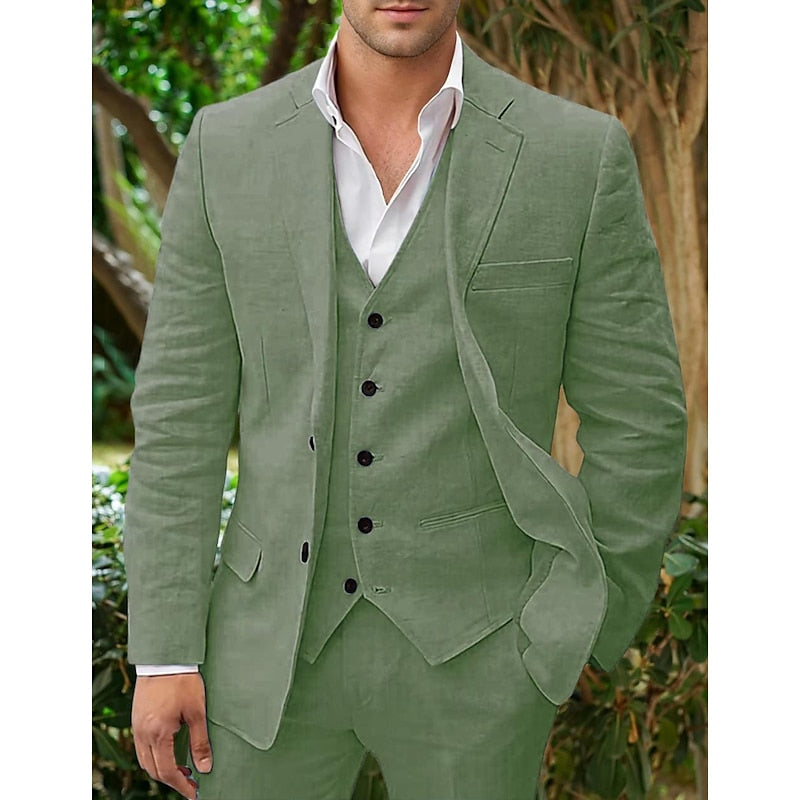 Costume trois pièces pour homme élégant et respirant en lin coupe moderne Alexandre