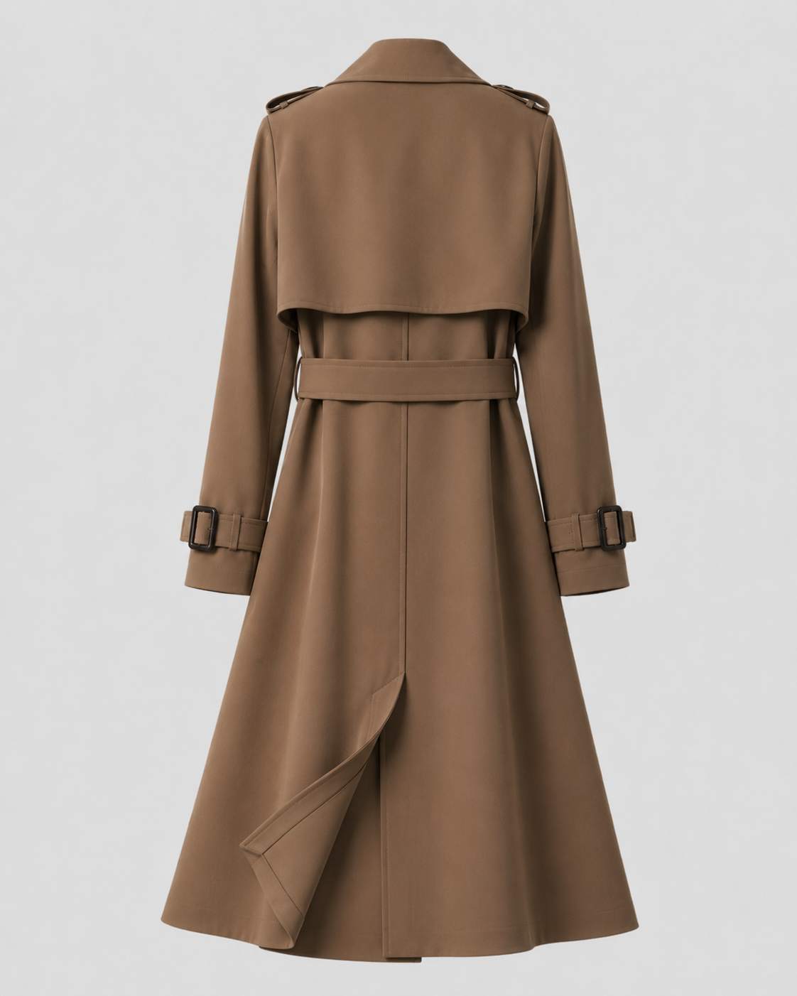 Trench-coat long femme ceinturé croisé en polyester 7
