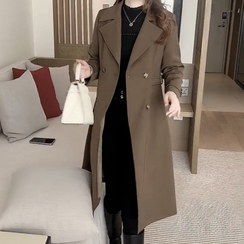 Trench femme long et cintré à col classique 2