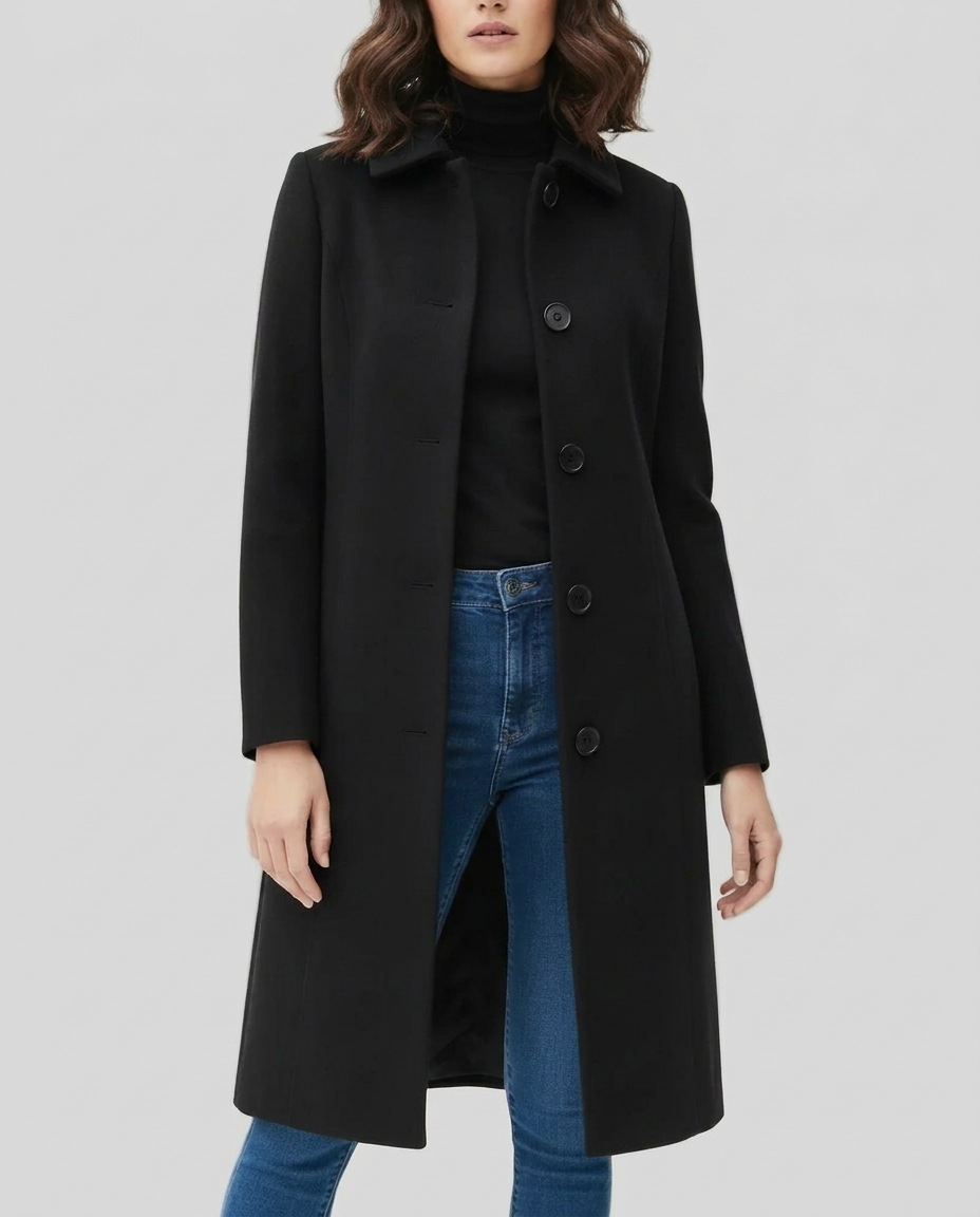 Trench femme long simple boutonnage à col chemise 1