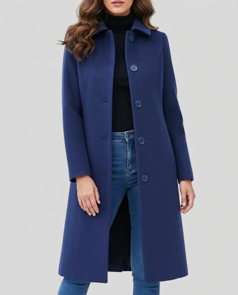 Trench femme long simple boutonnage à col chemise 2