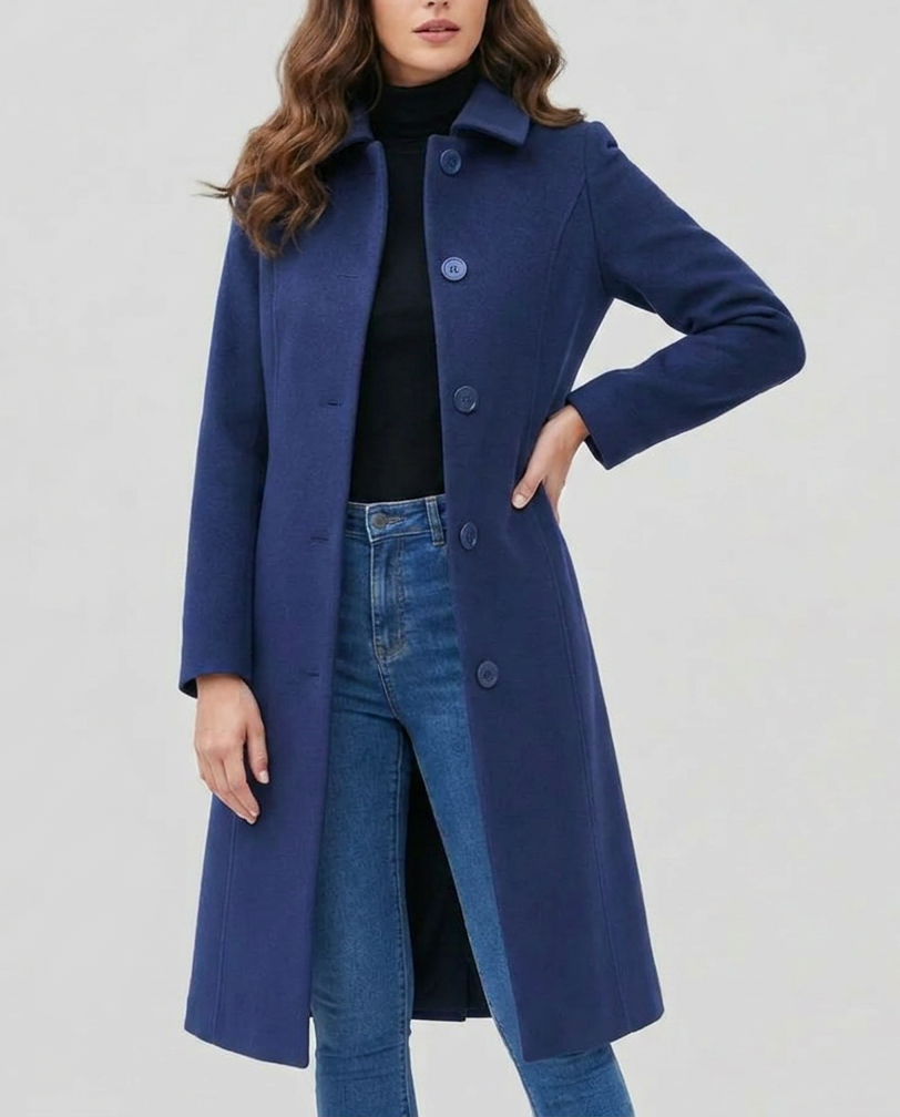 Trench femme long simple boutonnage à col chemise 6