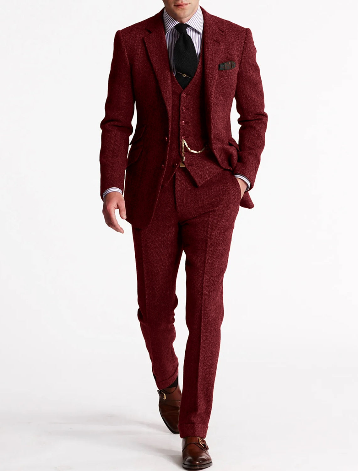 Costume smoking tweed pour homme élégant et raffiné en laine coupe ajustée Émile