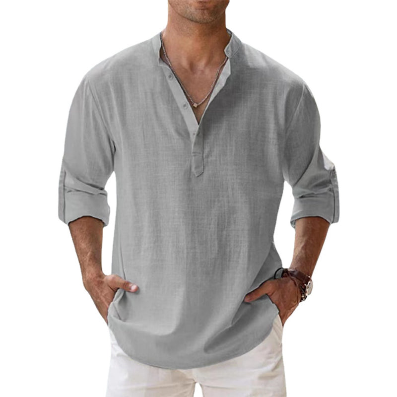 Chemise en lin pour homme à col boutonné alliant légèreté estivale et élégance décontractée