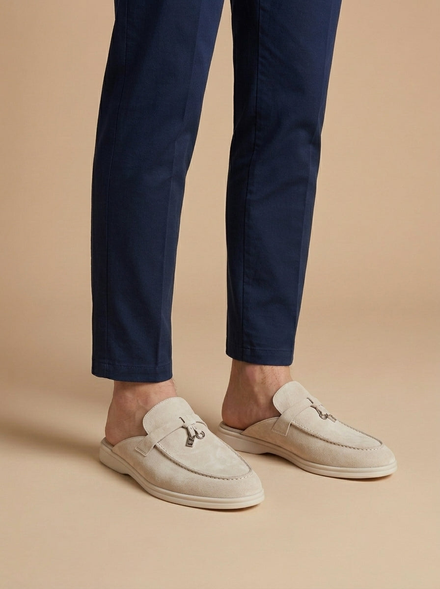 Amaury – Mocassins mules ouverts en suède homme