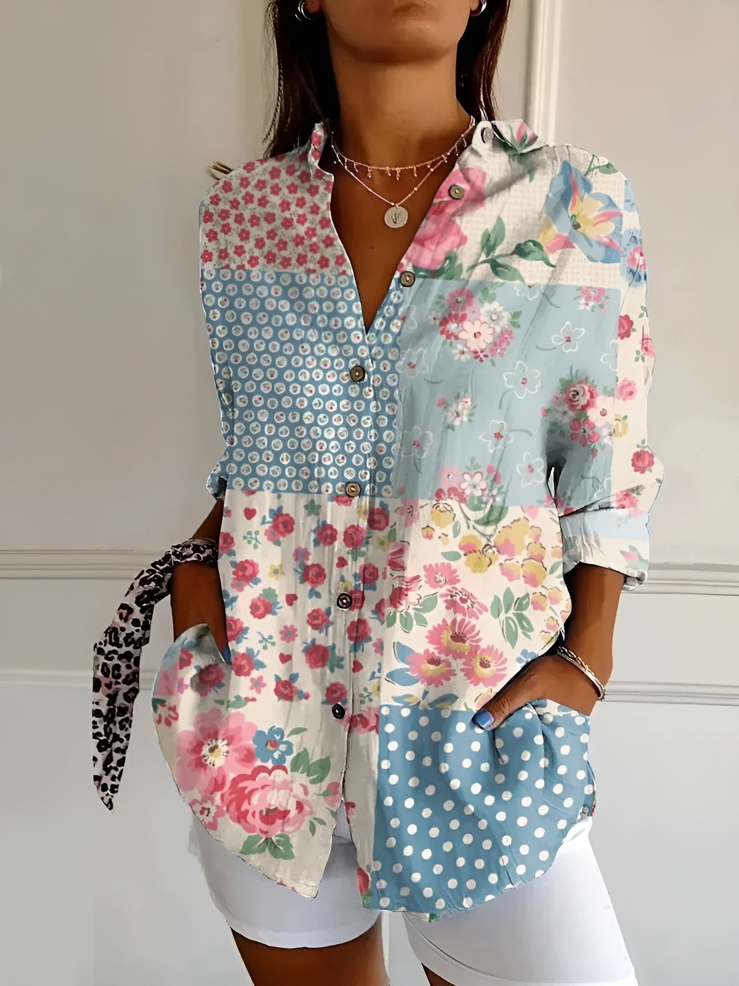 Valentine – Chemise boutonnée élégante à manches longues femme