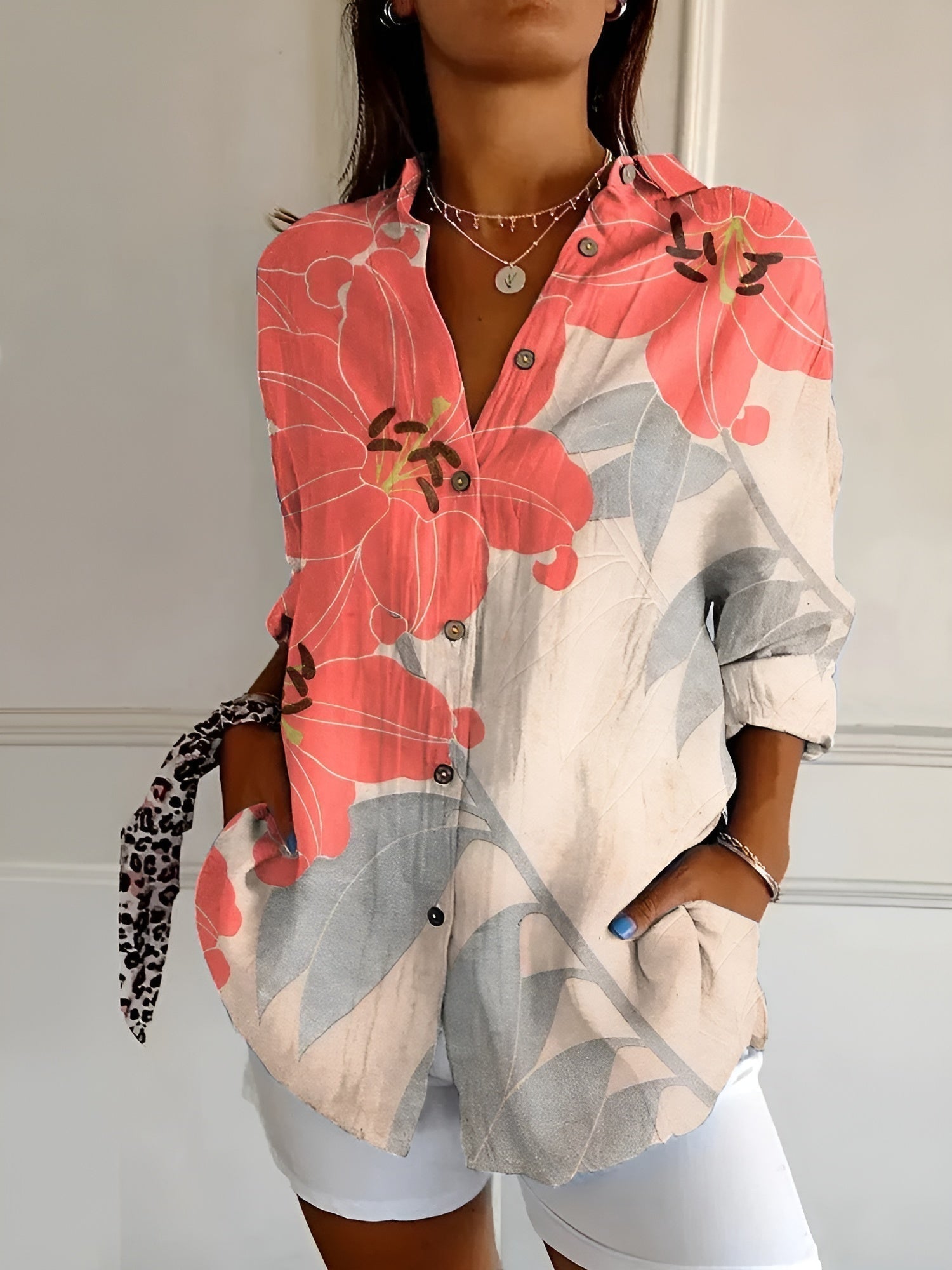 Valentine – Chemise boutonnée élégante à manches longues femme