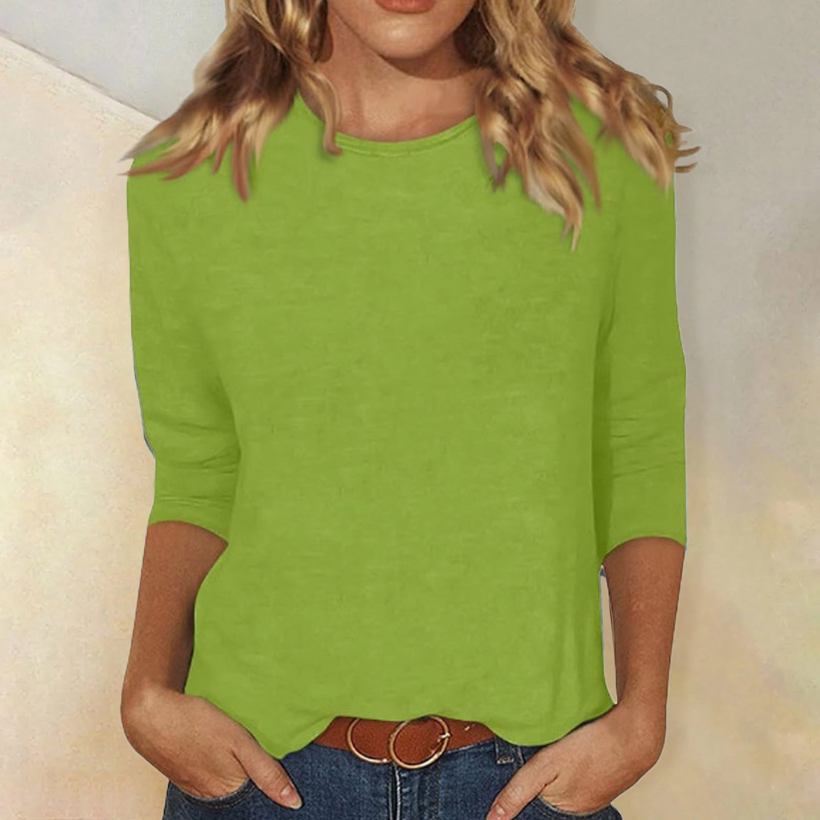 T-shirt pour femme automne léger respirant en mélange coton avec col rond Zoé