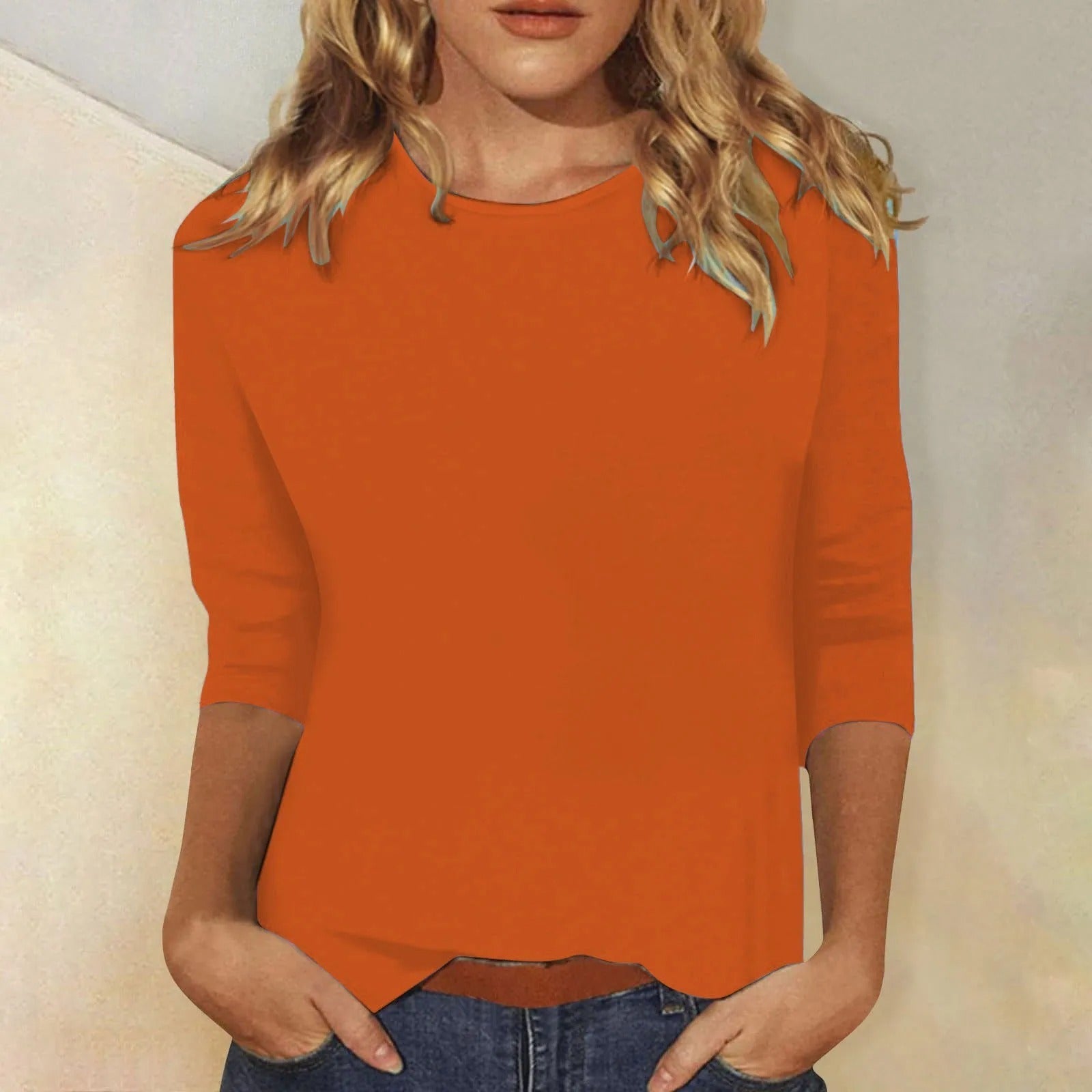 T-shirt pour femme automne léger respirant en mélange coton avec col rond Zoé