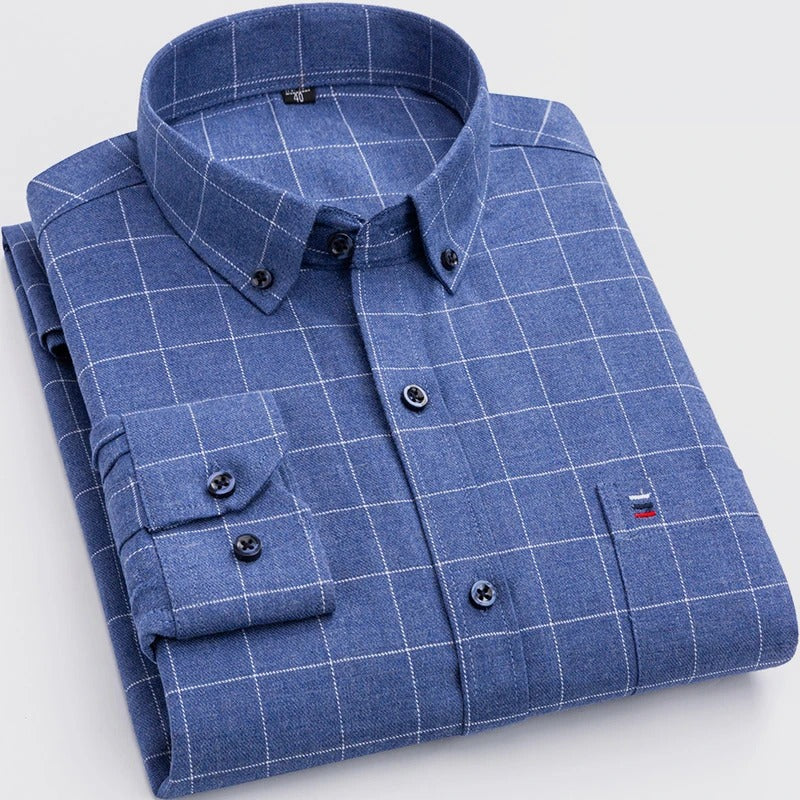 Chemise à Carreaux Homme en Pur Coton – Élégance Classique et Confort Naturel