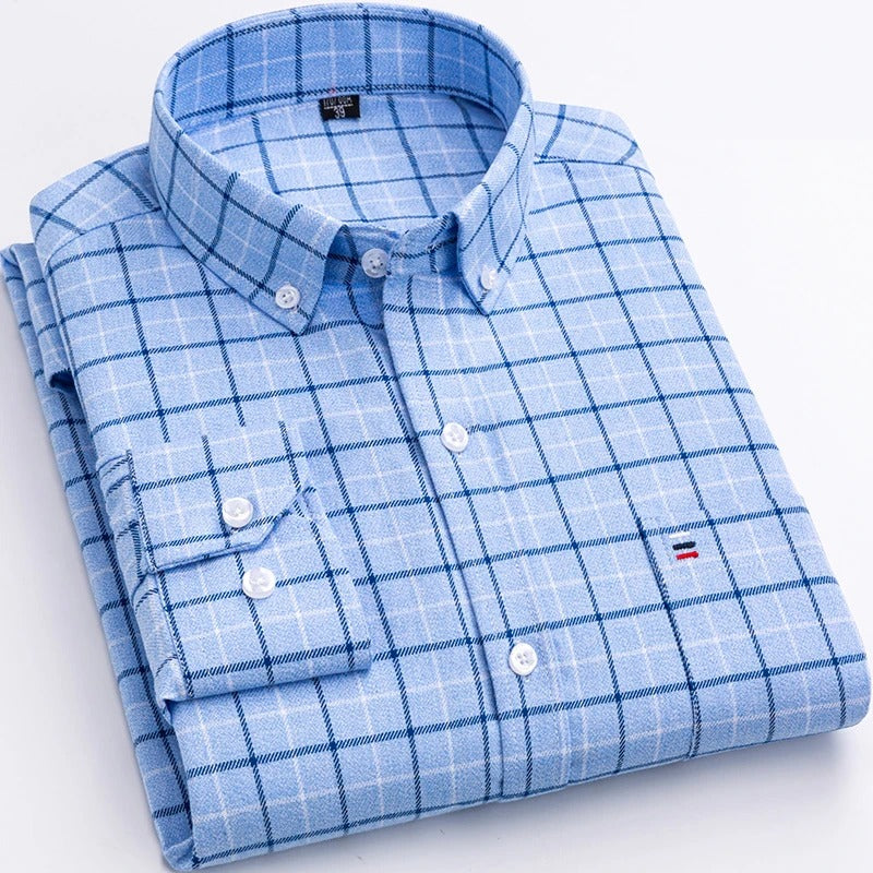Chemise à Carreaux Homme en Pur Coton – Élégance Classique et Confort Naturel
