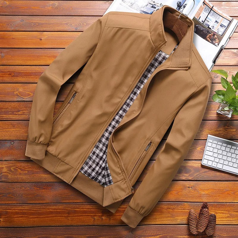 Veste pour homme automne coupe classique coupe-vent en polyester avec col montant Séverin