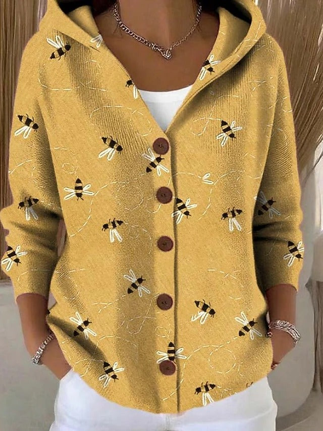 Veste-chemise femme à capuche boutonnée imprimé abstrait 2