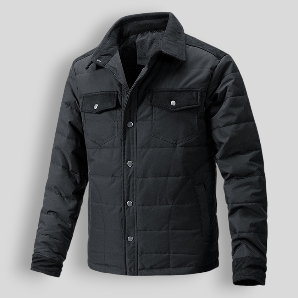 Veste chemise matelassée homme à col et poches boutons pression 2