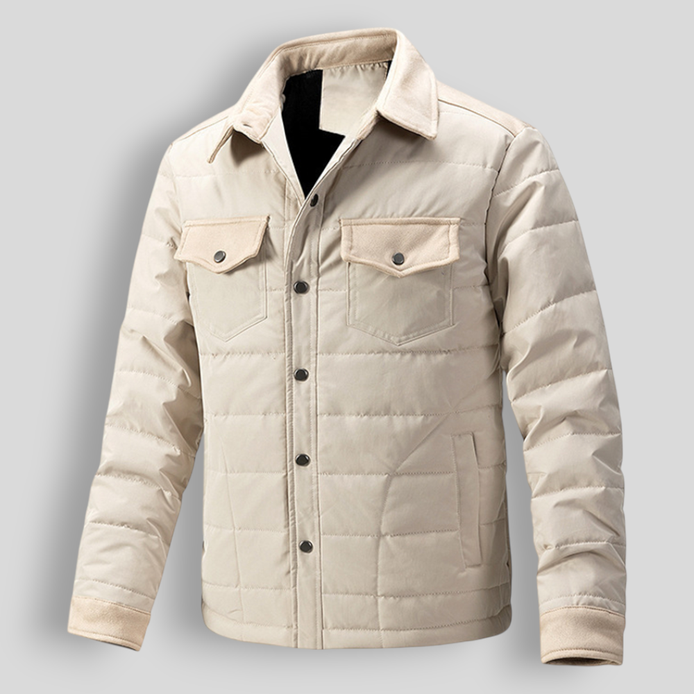 Veste chemise matelassée homme à col et poches boutons pression 6
