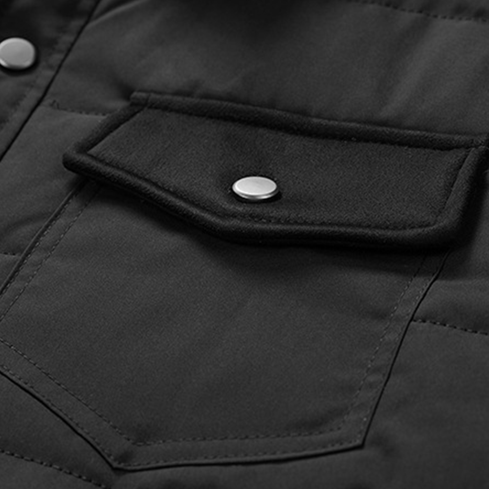 Veste chemise matelassée homme à col et poches boutons pression 9