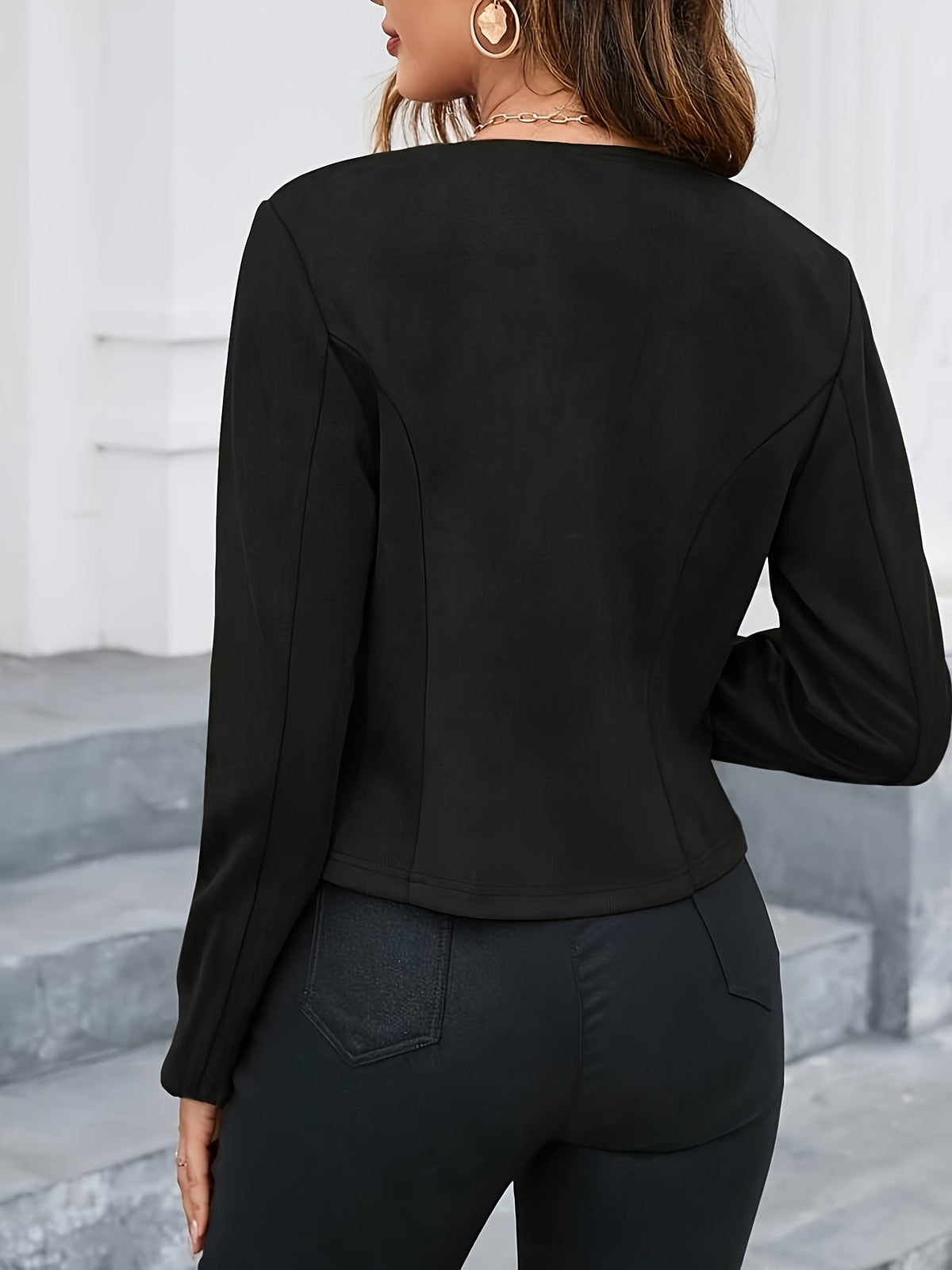 Veste courte femme en suédine cintrée à fermeture éclair 12