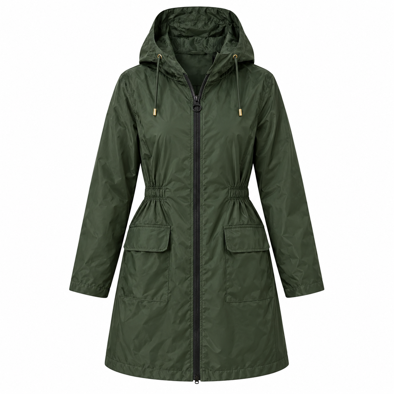 Veste de pluie femme déperlante et coupe-vent à capuche avec cordon à la taille 6