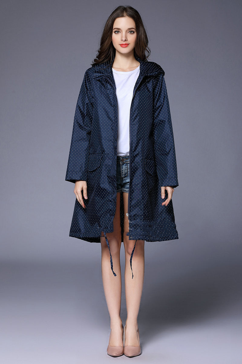 Veste de pluie femme déperlante oversize à capuche avec cordon de serrage à l'ourlet 2