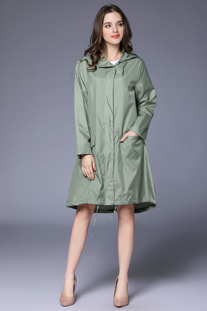 Veste de pluie femme déperlante oversize à capuche avec cordon de serrage à l'ourlet 4