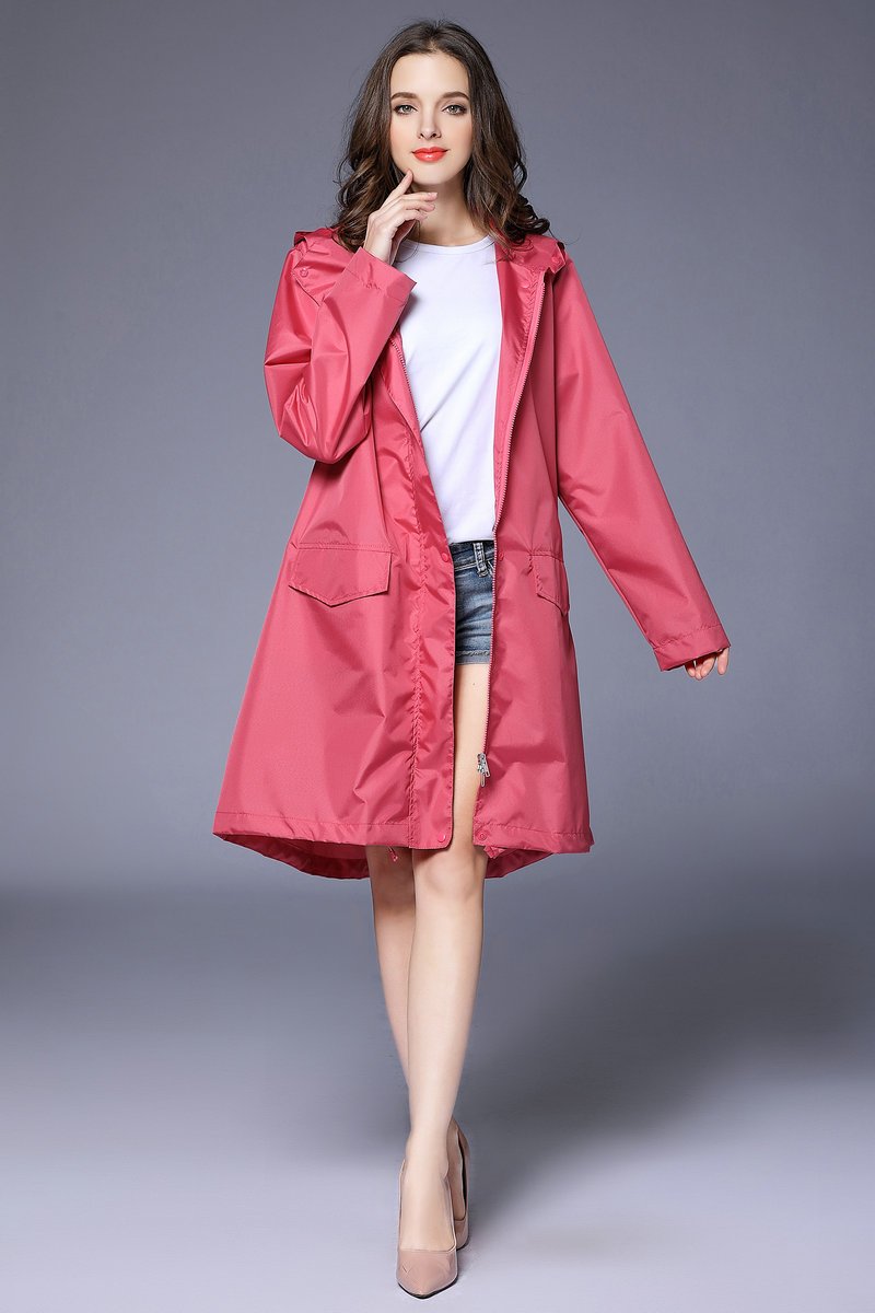 Veste de pluie femme déperlante oversize à capuche avec cordon de serrage à l'ourlet 8