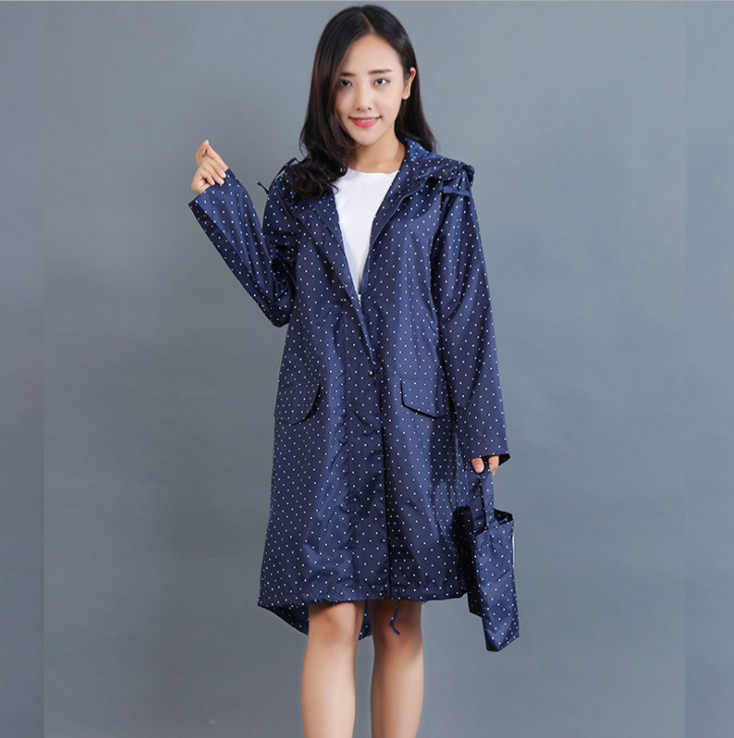 Veste de pluie femme imperméable et coupe-vent mi-longue à capuche boutonnée 9