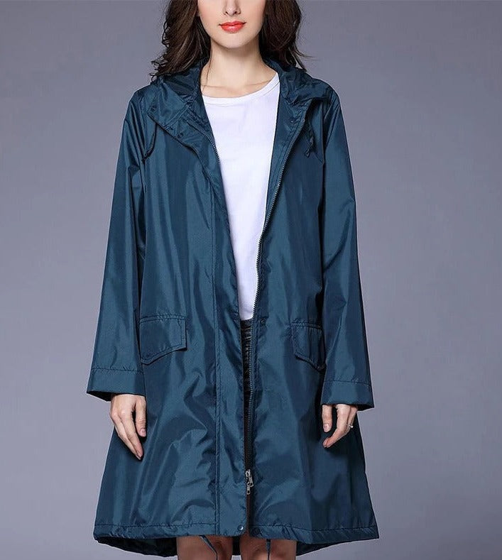 Veste de pluie femme imperméable pliable à capuche avec pochette de rangement 4
