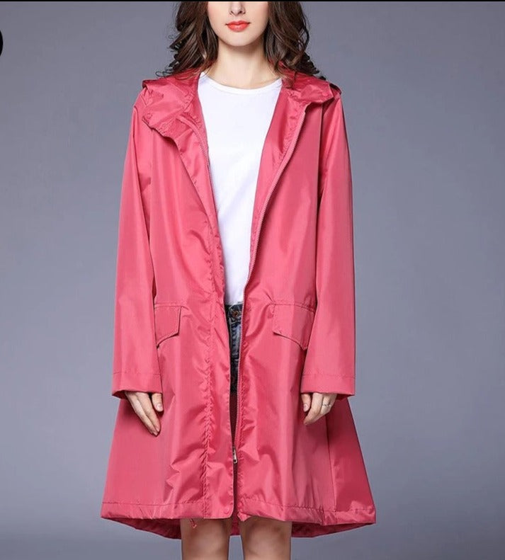 Veste de pluie femme imperméable pliable à capuche avec pochette de rangement 9