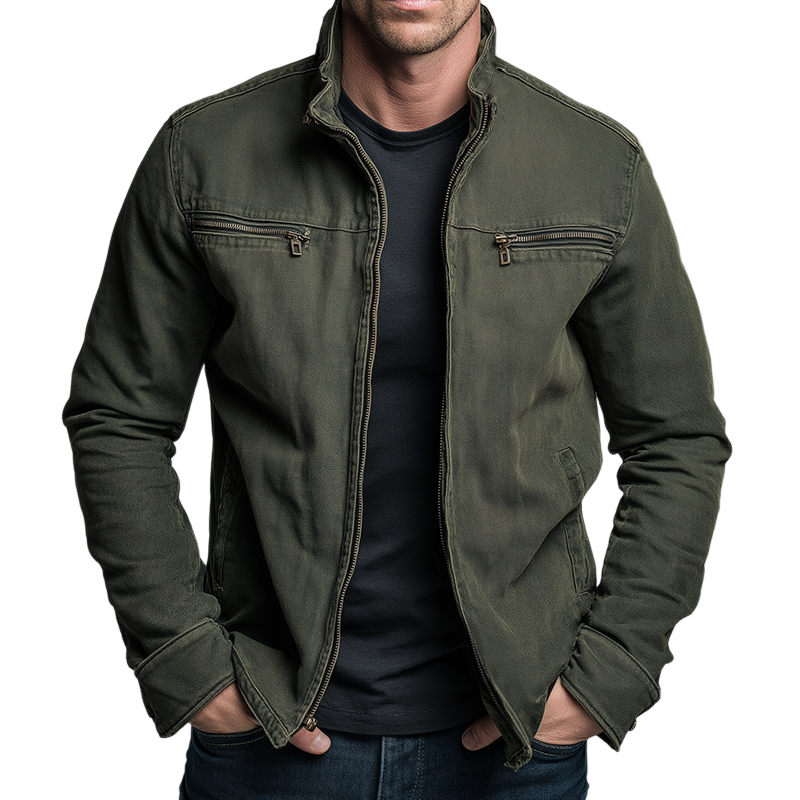 Veste en coton homme mi-saison coupe structurée et décontractée 1