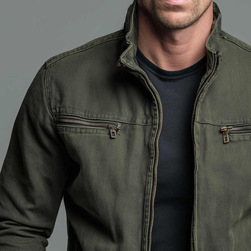 Veste en coton homme mi-saison coupe structurée et décontractée 6