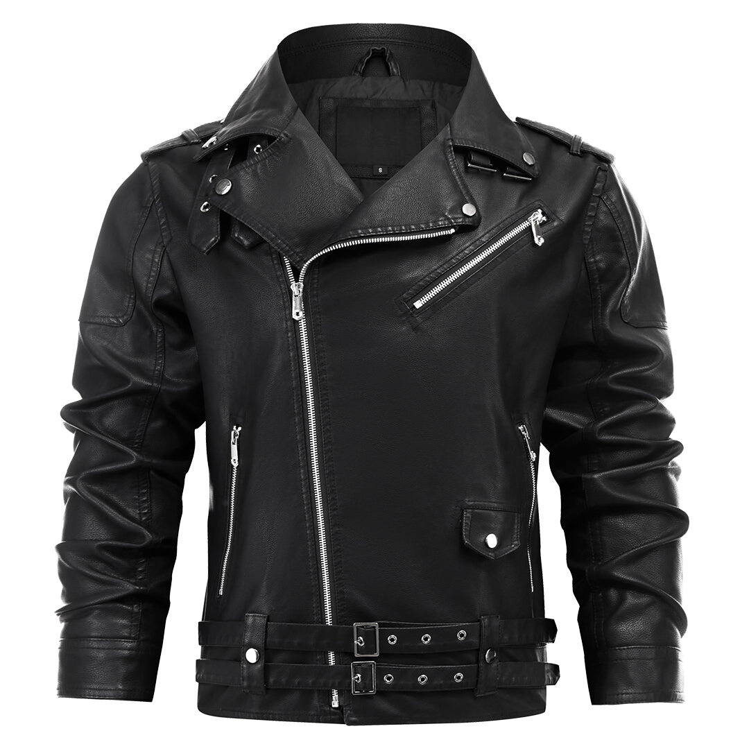 Veste en cuir homme zippée à doublure intérieure 1