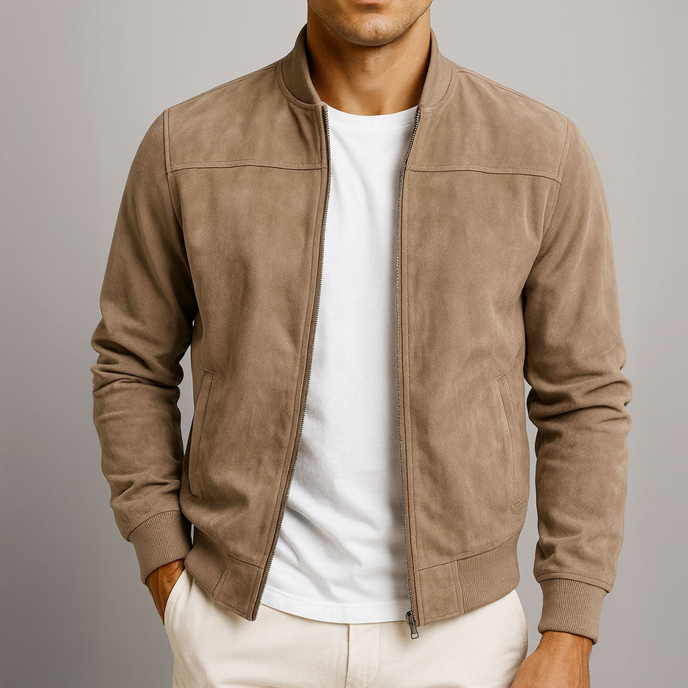 Veste en cuir suédé homme urbaine coupe épurée 1