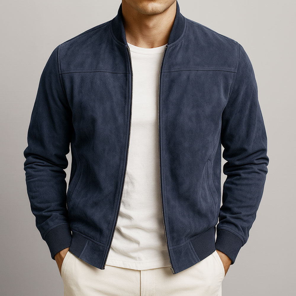 Veste en cuir suédé homme urbaine coupe épurée 4