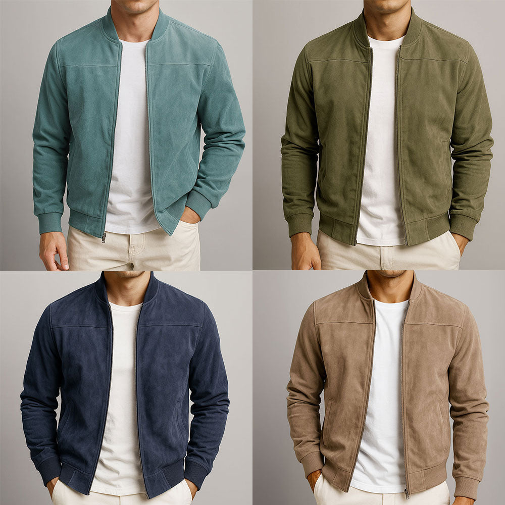 Veste en cuir suédé homme urbaine coupe épurée 7
