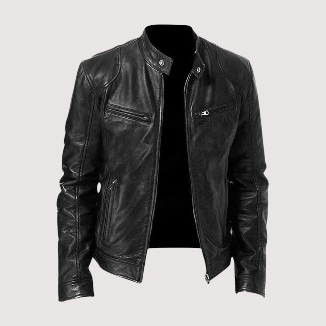 Veste en cuir véritable homme coupe ajustée intemporelle 1