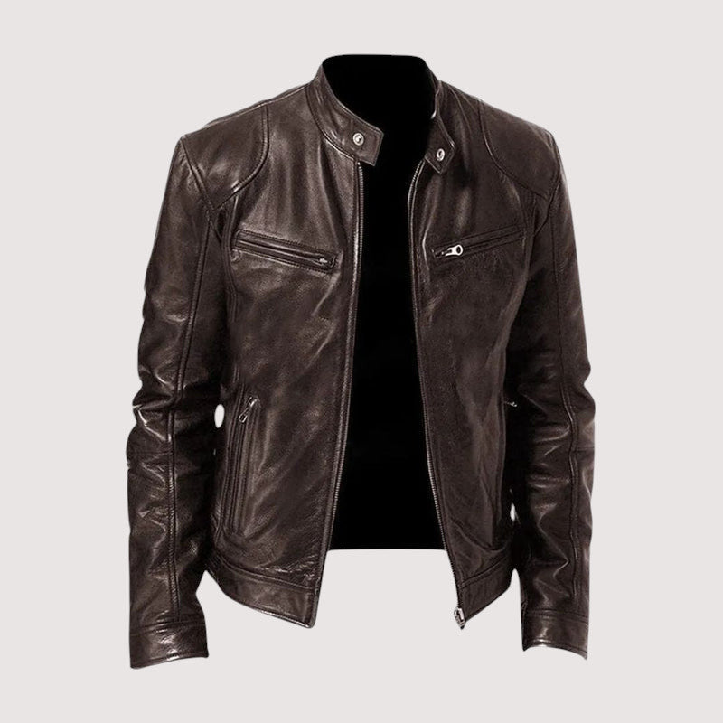 Veste en cuir véritable homme coupe ajustée intemporelle 2