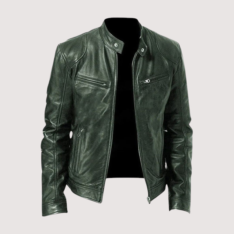 Veste en cuir véritable homme coupe ajustée intemporelle 3