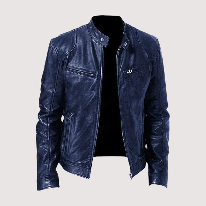 Veste en cuir véritable homme coupe ajustée intemporelle 4