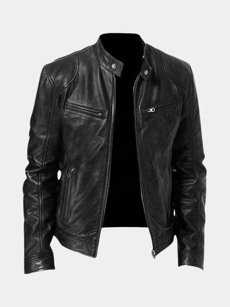Veste en cuir véritable homme coupe ajustée intemporelle 5