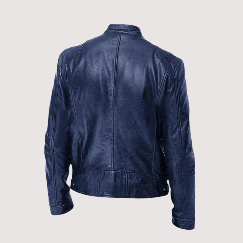 Veste en cuir véritable homme coupe ajustée intemporelle 9